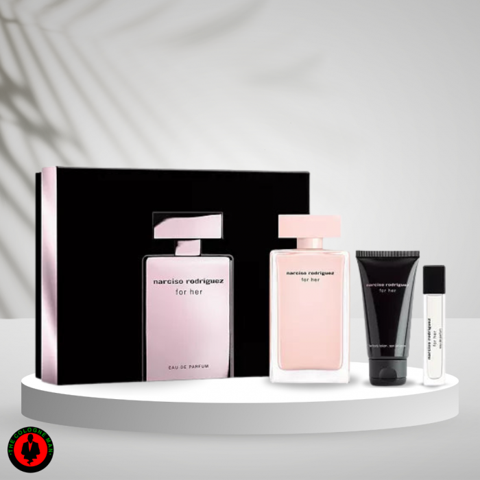 Narciso Rodriguez For Her 3pc Gift Set (3.3oz edp sp,10ml edp sp,1.6oz Body Lotion)